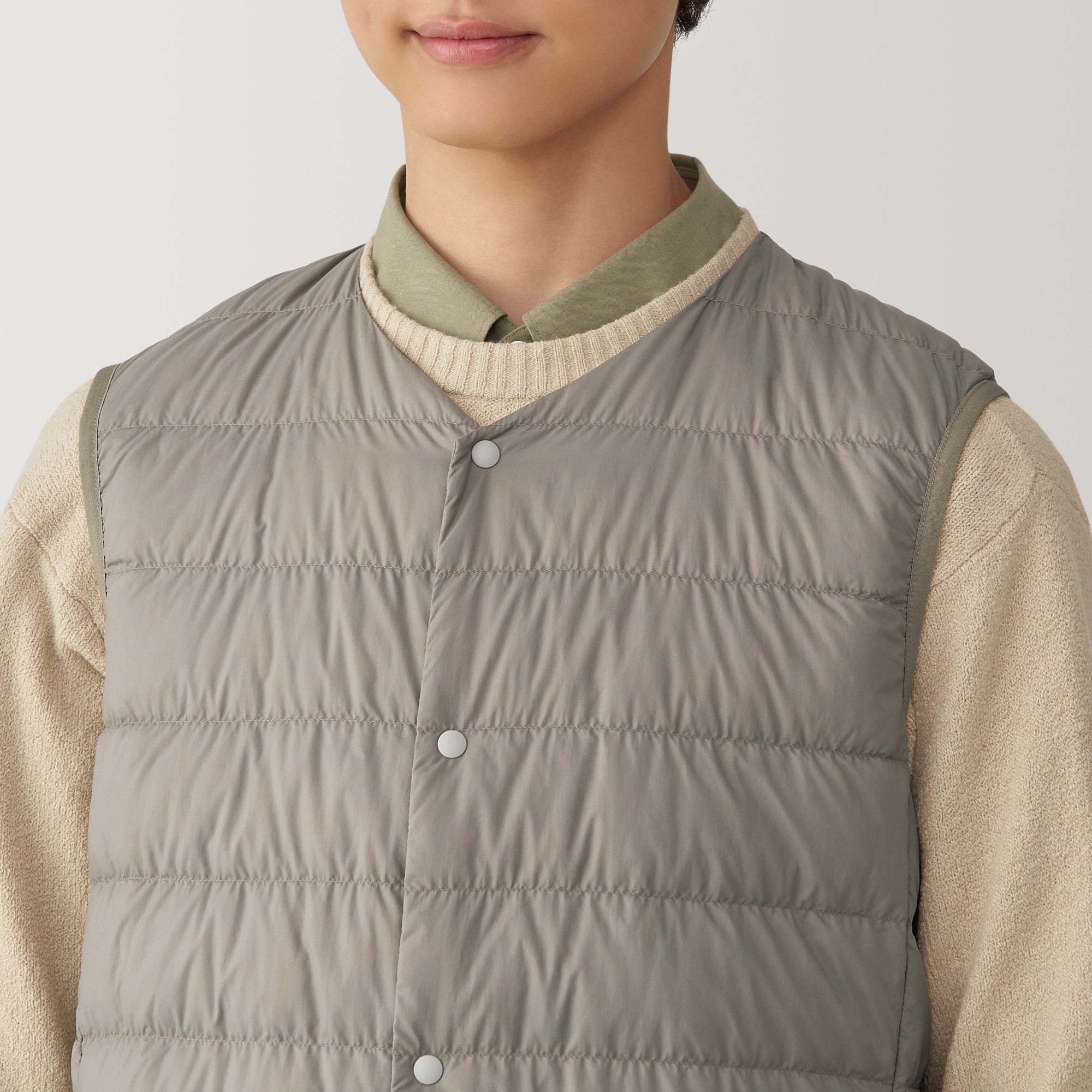 Men's Lightweight Down Collarless Vest - Image 40
