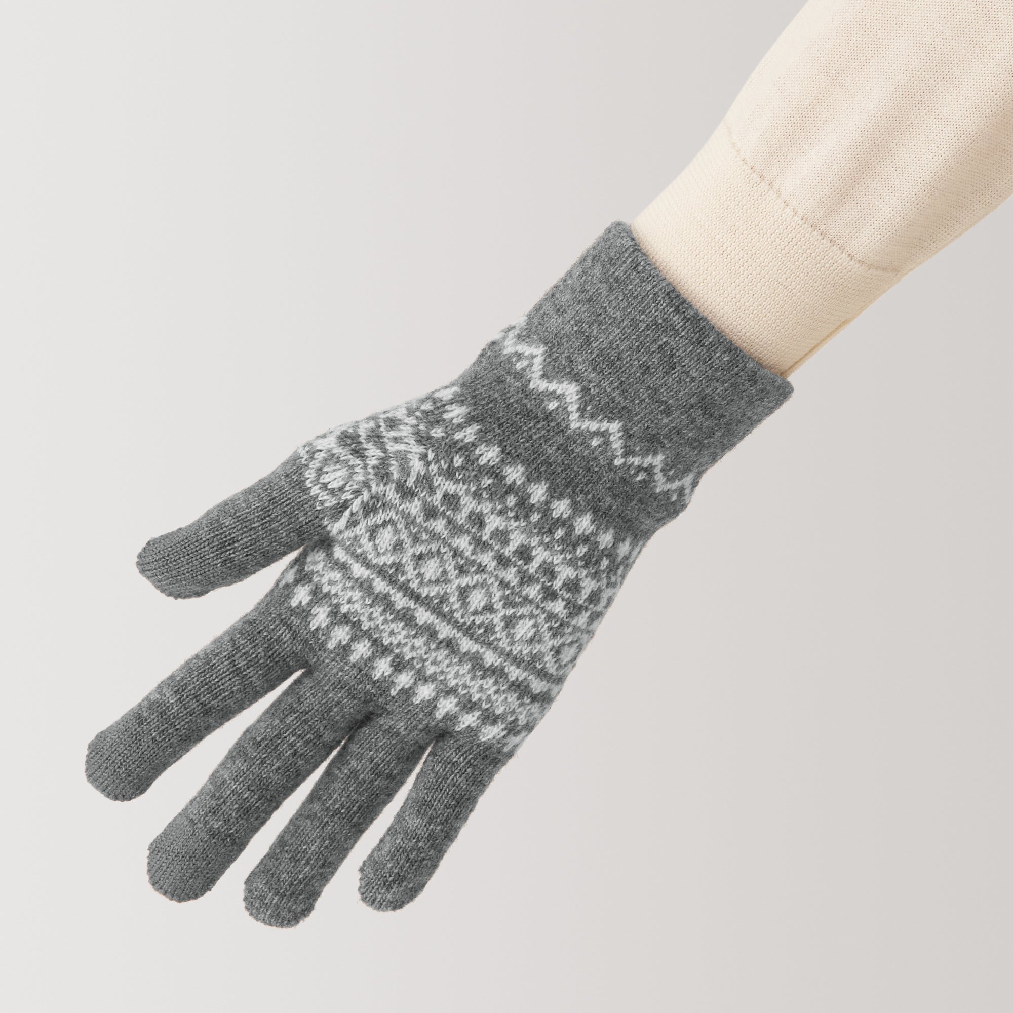 Wool Blend Patterned Touchscreen Gloves - Image 9