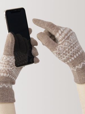 Wool Blend Patterned Touchscreen Gloves