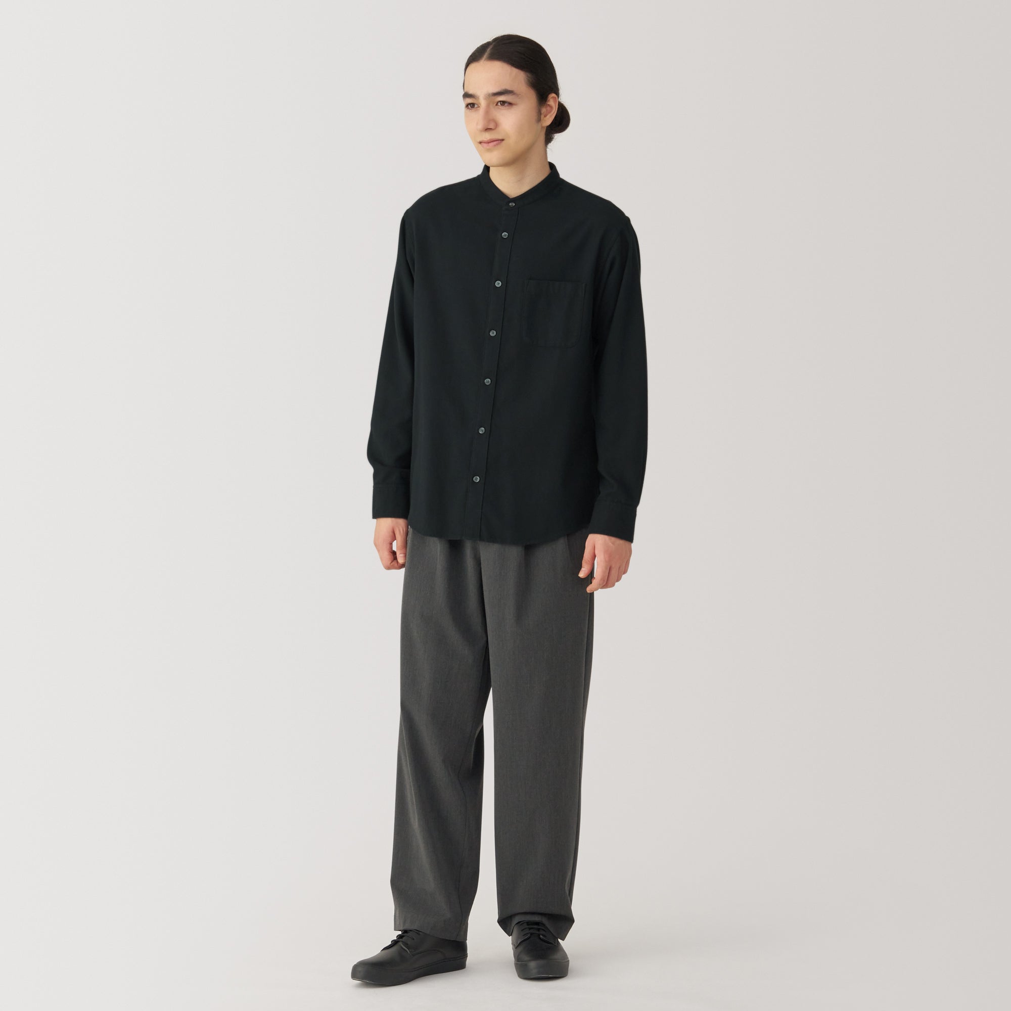 Men's Flannel Stand Collar Long Sleeve Shirt - Image 20