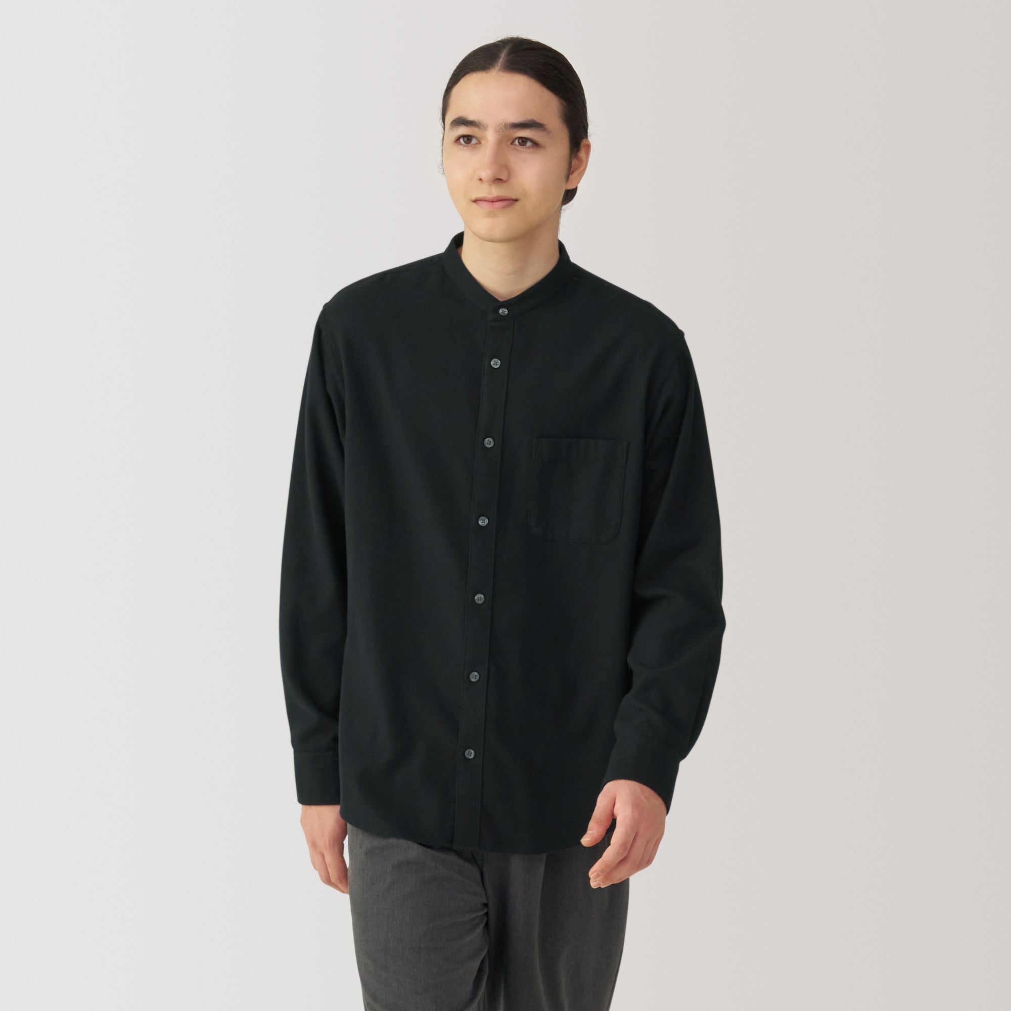 Men's Flannel Stand Collar Long Sleeve Shirt - Image 19