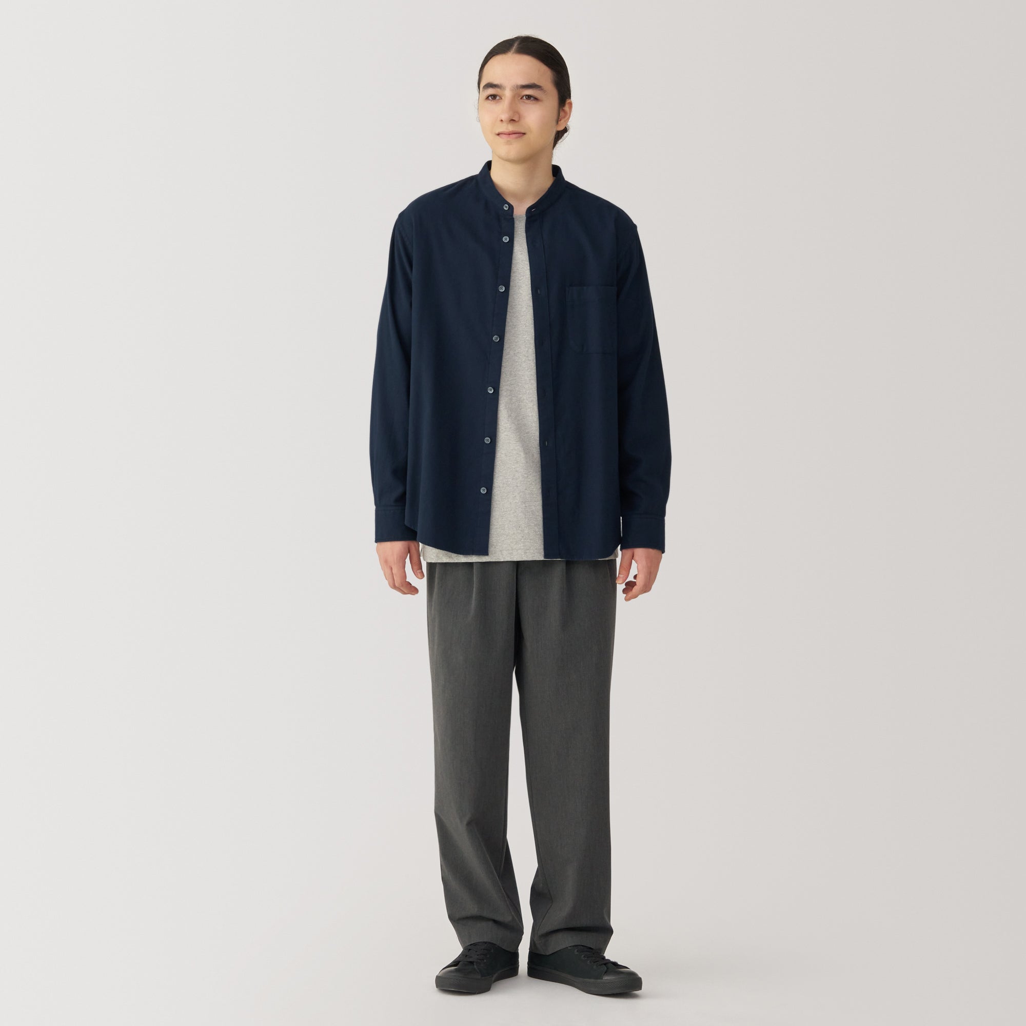 Men's Flannel Stand Collar Long Sleeve Shirt - Image 4