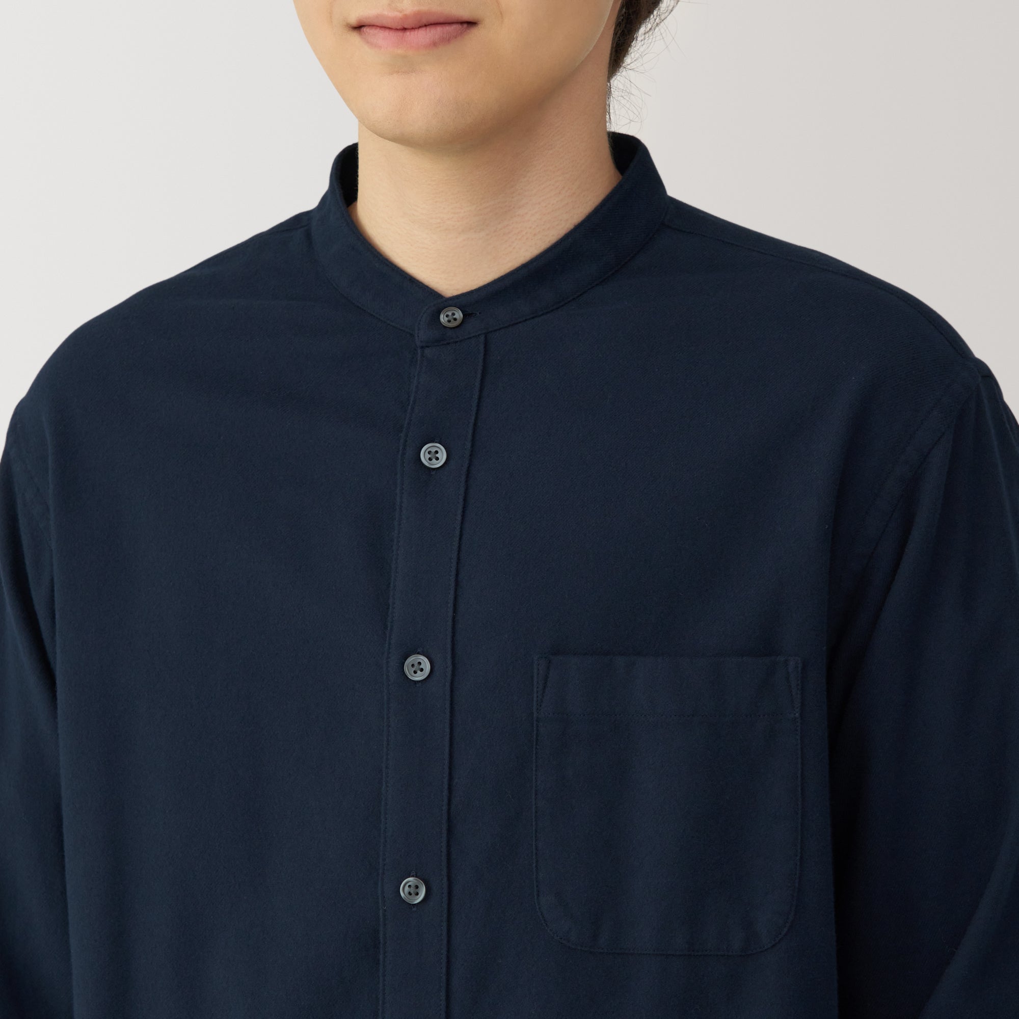 Men's Flannel Stand Collar Long Sleeve Shirt - Image 7