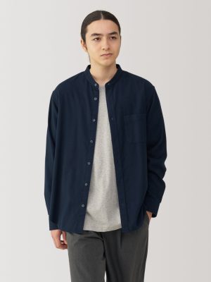 Men's Flannel Stand Collar Long Sleeve Shirt