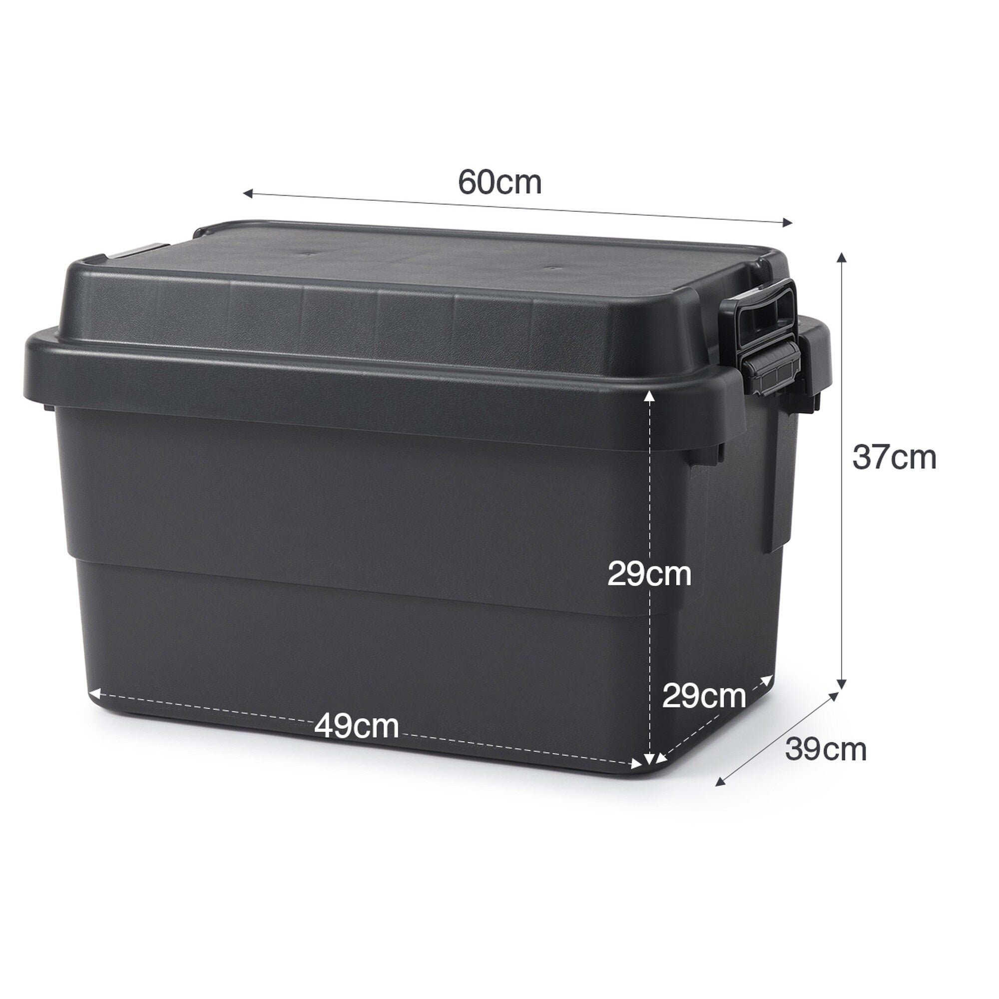 Heavy Duty Polypropylene Storage Box - Dark Gray - Large 13.2 gal - Image 8
