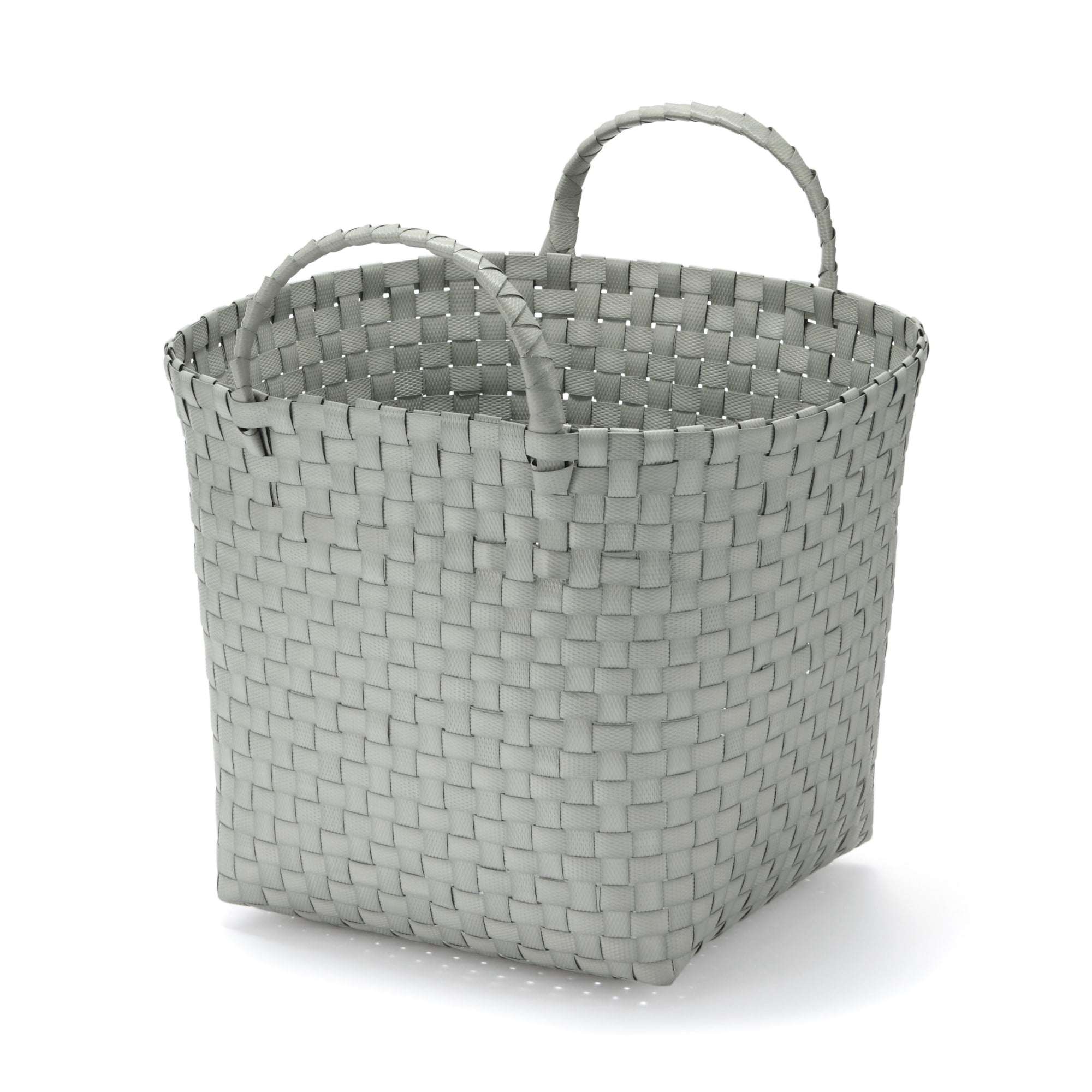 Recycled Polypropylene Strap Weave Basket - Gray - Medium (dia. 13 x H9.8)