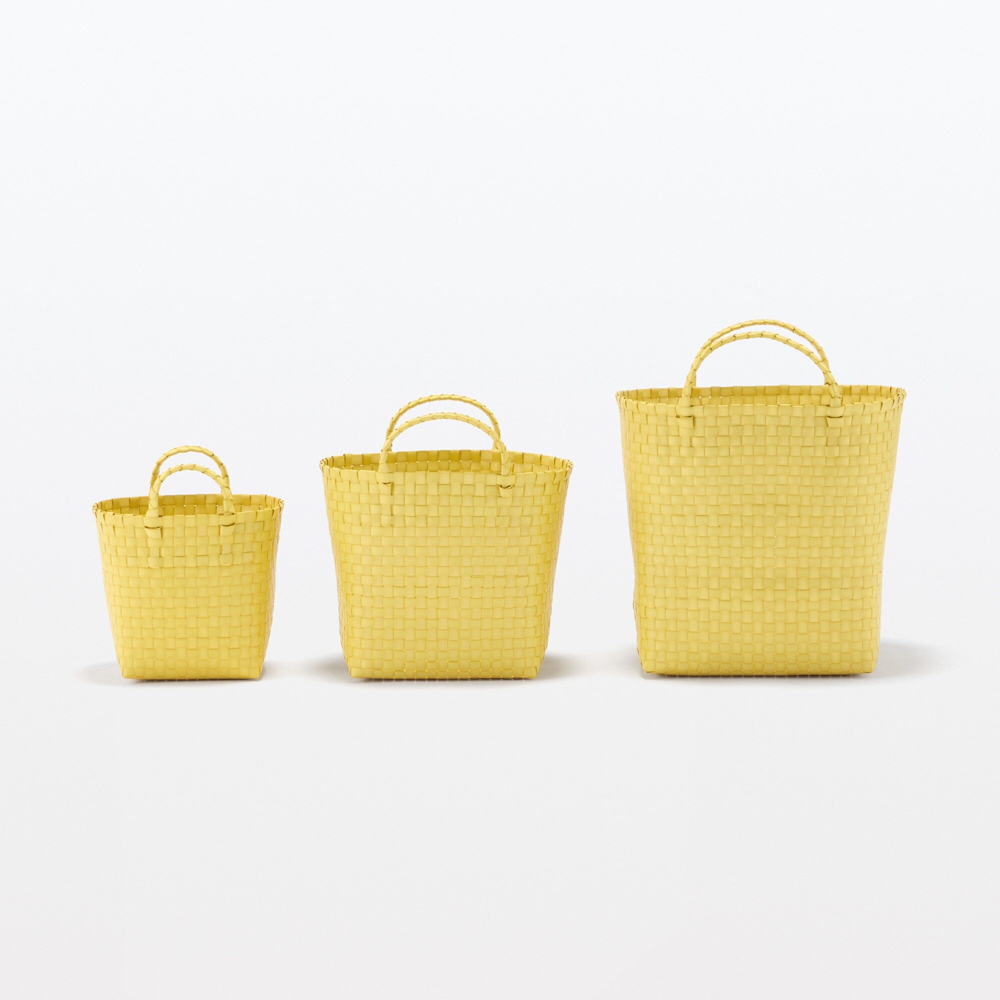 Recycled Polypropylene Strap Weave Basket - Yellow - Small (dia. 9.8 x H7.9) - Image 7