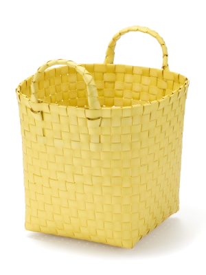 Recycled Polypropylene Strap Weave Basket - Yellow - Small (dia. 9.8 x H7.9)
