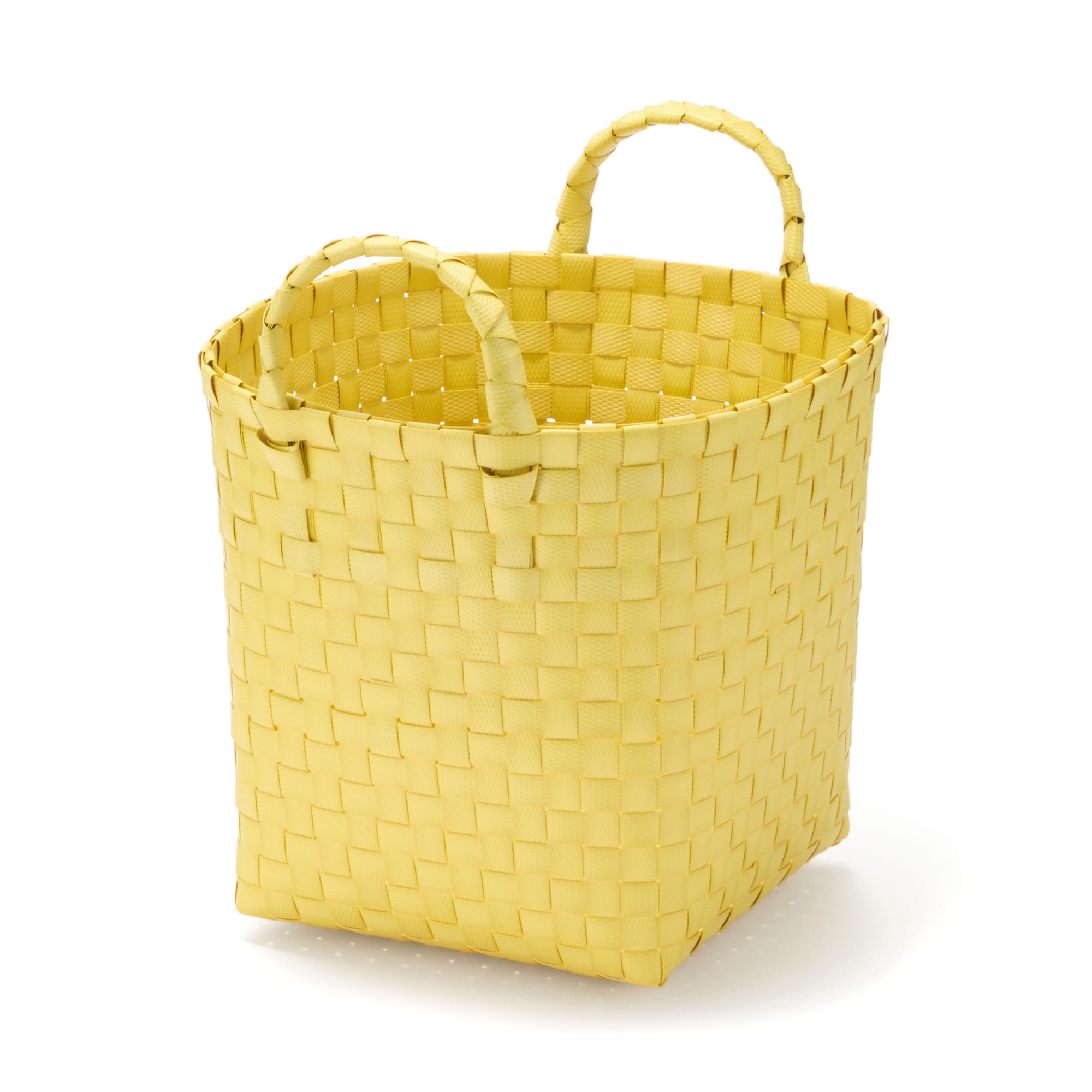 Recycled Polypropylene Strap Weave Basket - Yellow - Small (dia. 9.8 x H7.9)
