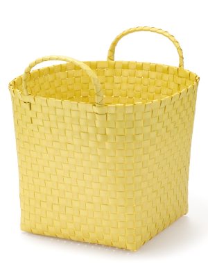 Recycled Polypropylene Strap Weave Basket - Yellow - Medium (dia. 13 x H9.8)