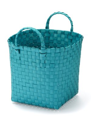 Recycled Polypropylene Strap Weave Basket - Blue - Small (dia. 9.8 x H7.9)