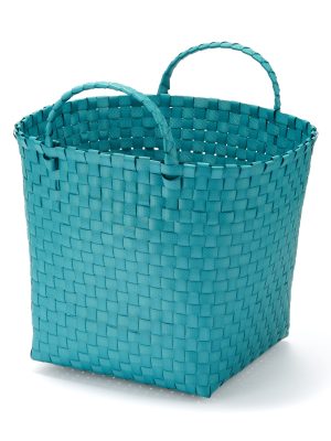 Recycled Polypropylene Strap Weave Basket - Blue - Medium (dia. 13 x H9.8)