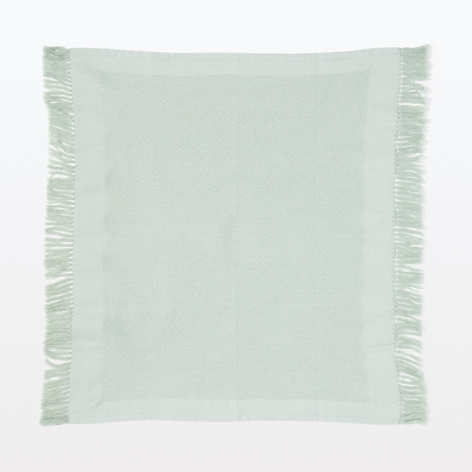 Indian Cotton Multipurpose Cloth with Fringes - Light Green - Image 3