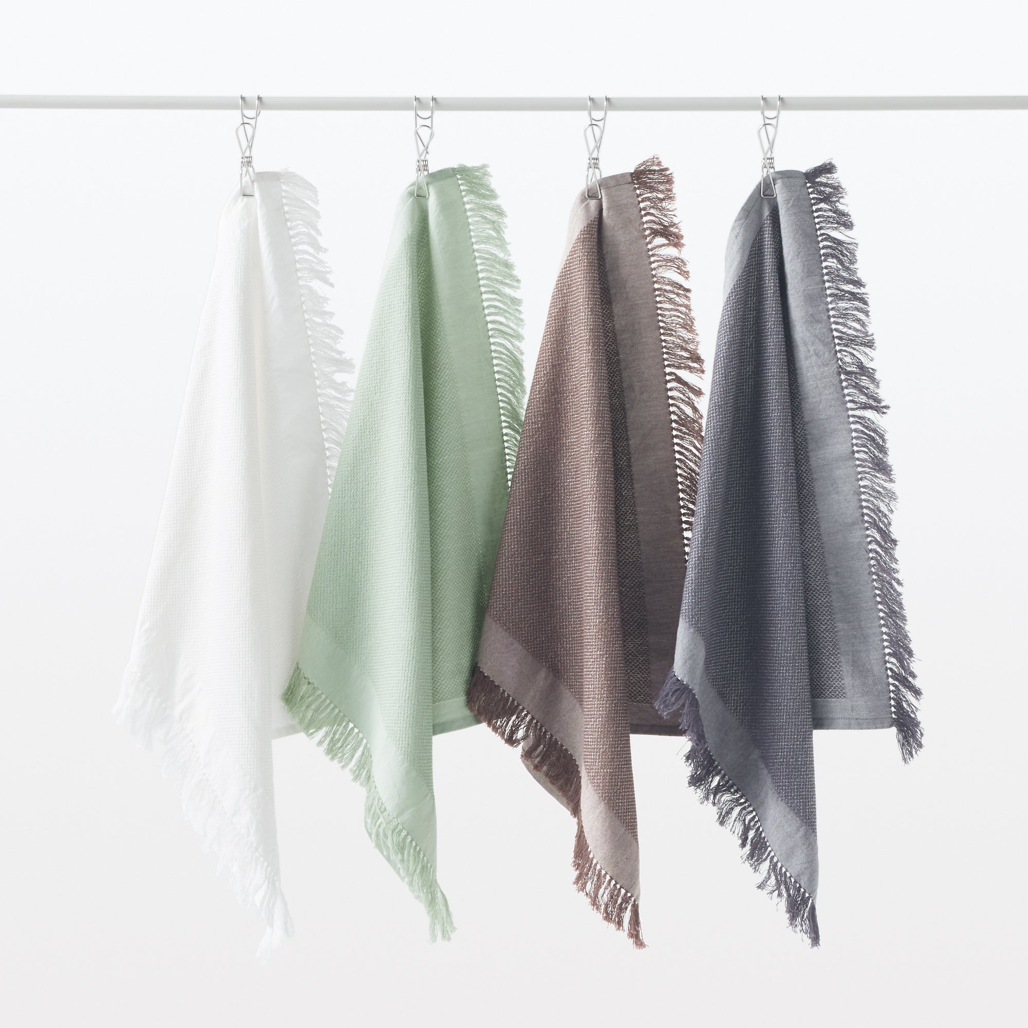 Indian Cotton Multipurpose Cloth with Fringes - Light Green - Image 6