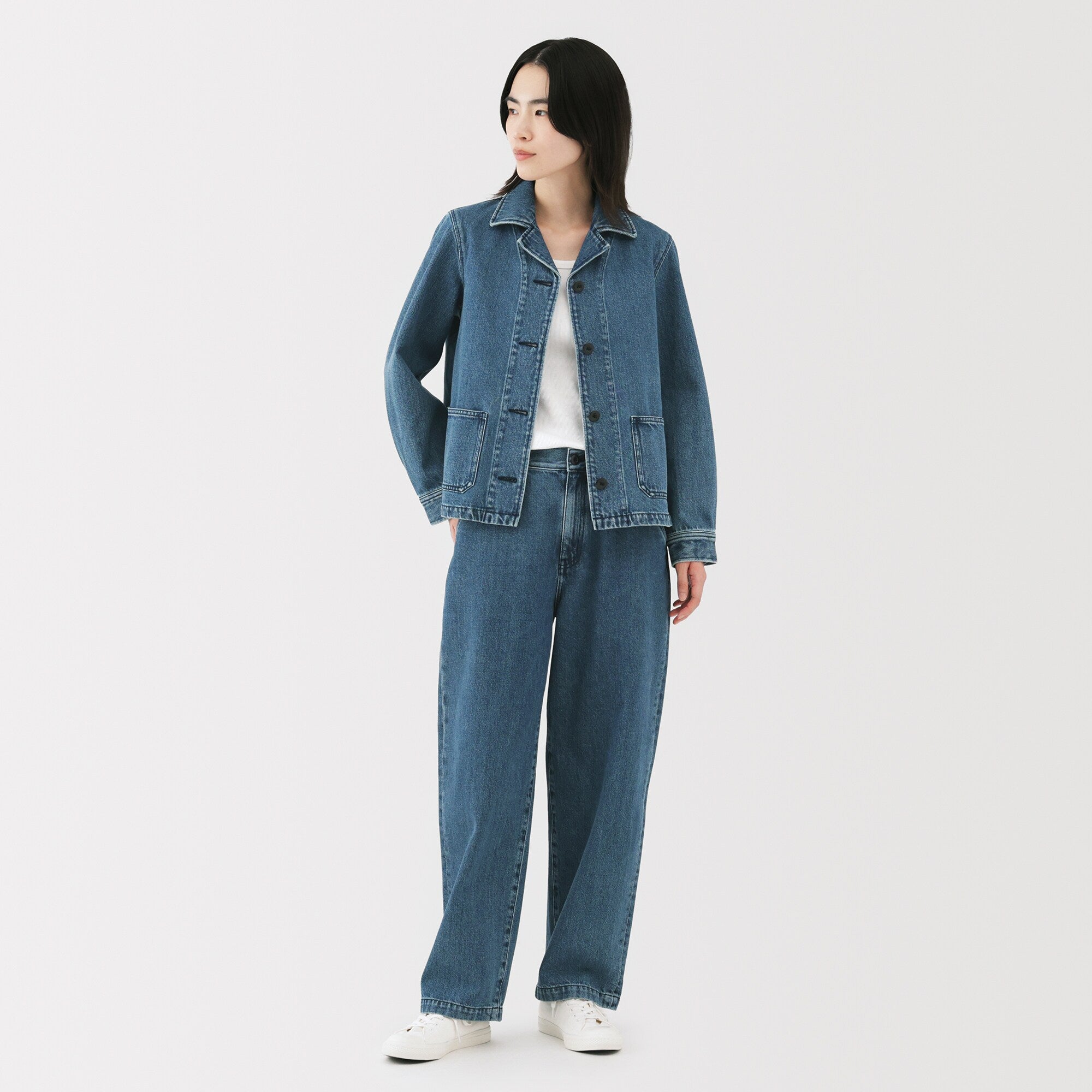 Women's Kapok Blend Denim Wide Tapered Pants - Image 13