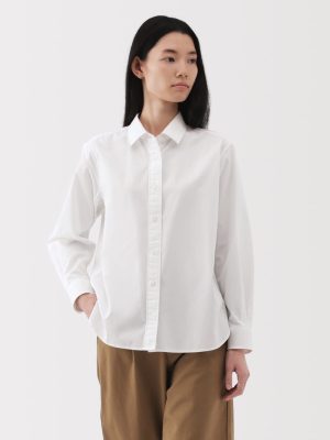 Women's Washed Broadcloth Regular Collar Long Sleeve Shirt