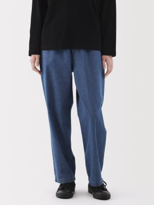 Washed Denim Easy Tapered Pants