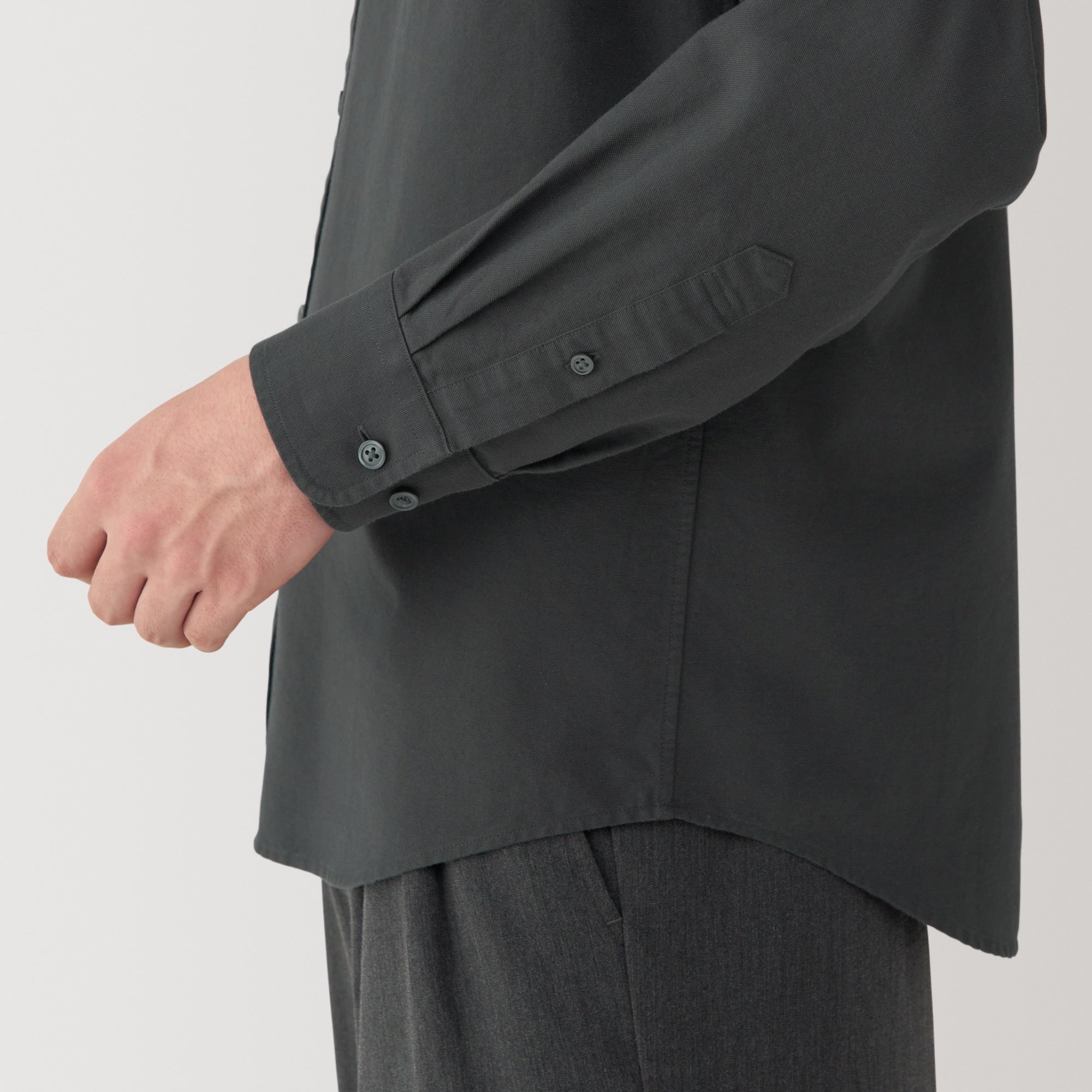 Men's Washed Oxford Stand Collar Long Sleeve Shirt - Image 16