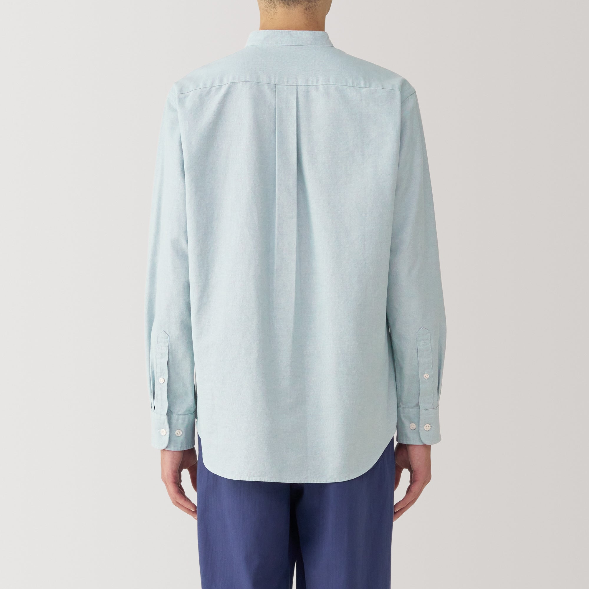 Men's Washed Oxford Stand Collar Long Sleeve Shirt - Image 22