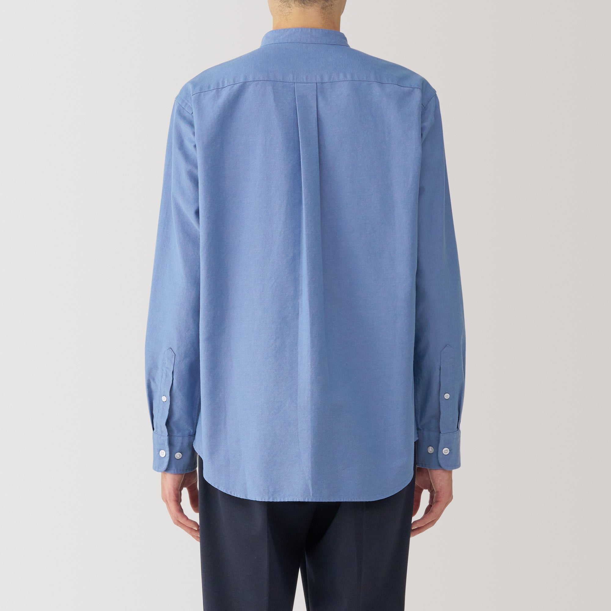 Men's Washed Oxford Stand Collar Long Sleeve Shirt - Image 30