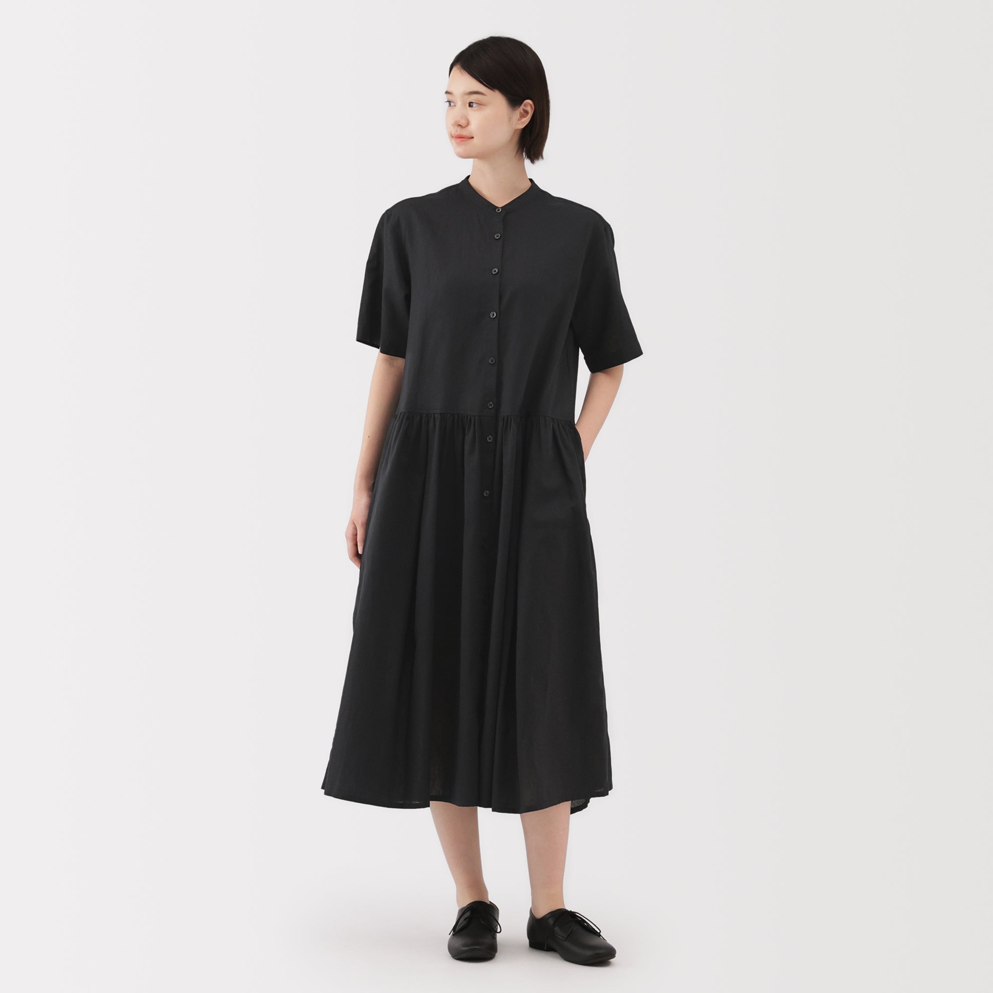 Women's Hemp Cotton Short Sleeve Dress - Image 3