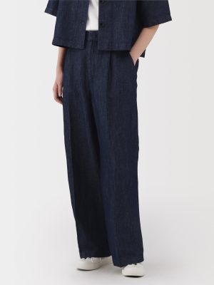 Women's Hemp Blend Denim Darted Wide Pants