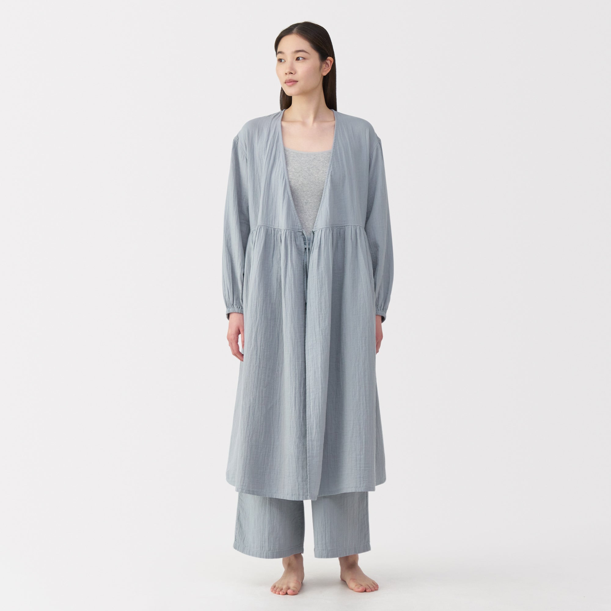 Crepe Gauze Long Cardigan