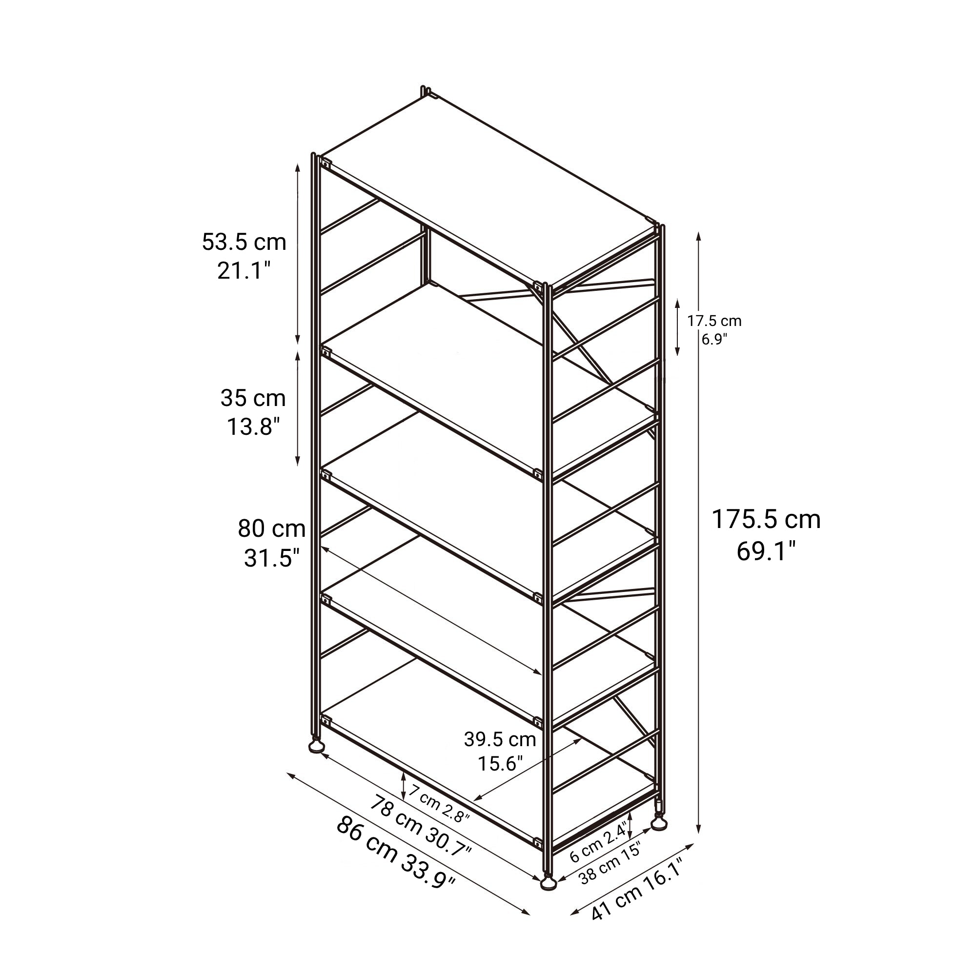 SUS Shelving Unit - Walnut - Wide - Large - Image 5