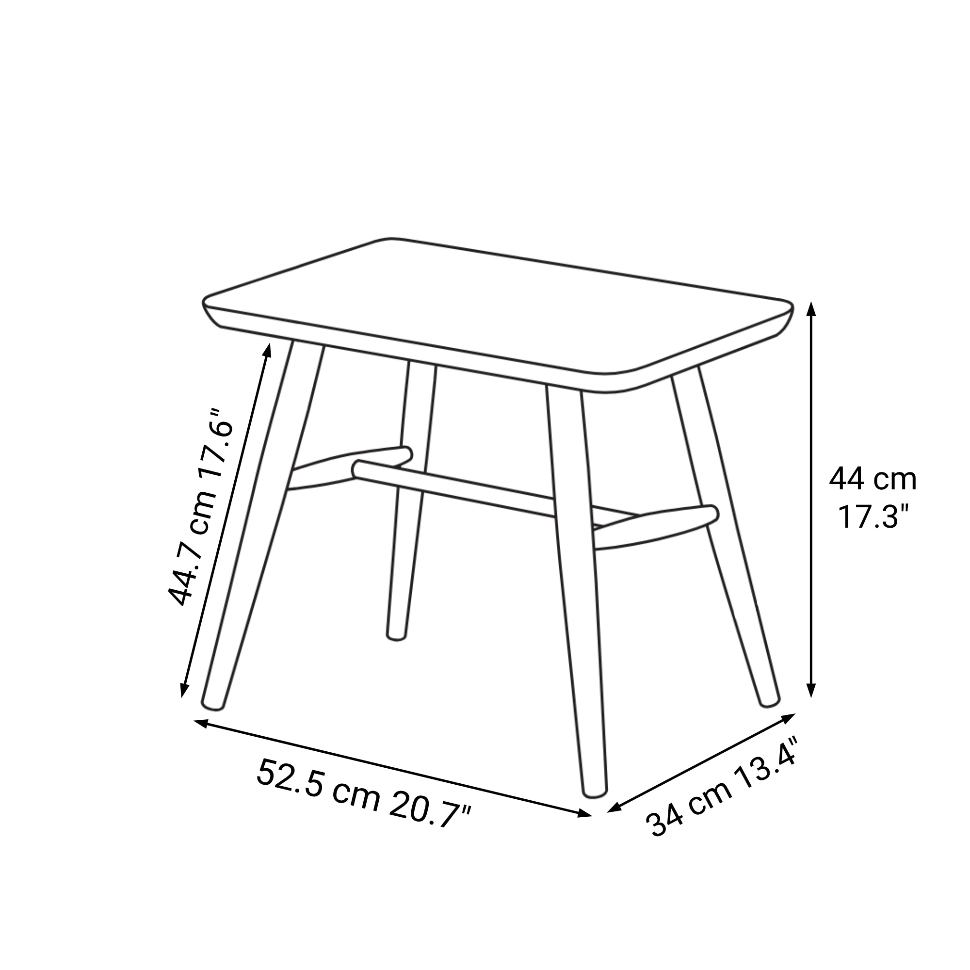 Beech Wood Stool with Round Legs - Image 10